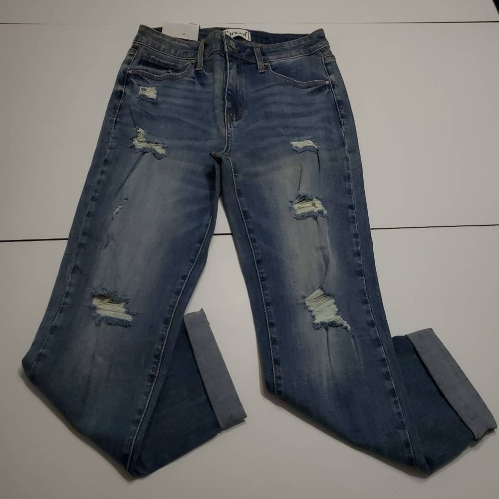 Tricot Pant Women 28 Slim Fit Boyfriend Jean Blue Distressed Denim Juniors 7 New